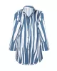 Buttoned Striped Long Sleeves Loose Lapel Shirt Dress Mini Dresses