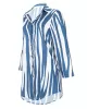 Buttoned Striped Long Sleeves Loose Lapel Shirt Dress Mini Dresses