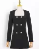 Buttoned Pockets Shoulder Pad A-Line High Waisted Square-Neck Mini Dresses Blazer