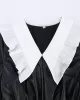 Elasticity Pleated Split-Joint Loose Puff Sleeves Peter Pan Collar Mini Dresses