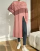 Loose Split-Side Solid Color Round-Neck Knitting Sweater Dresses