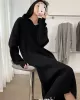 Stylish Long Sleeves Loose Solid Color Hooded Sweater Dresses