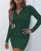 Casual Bodycon Skinny Solid Color V-Neck Sweater Dresses