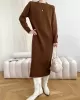 Urban Loose Long Sleeves Solid Color Round-Neck Sweater Dresses