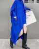 Batwing Sleeves High-Low Pockets Solid Color High-Neck Midi Dresses Sweater Dresses