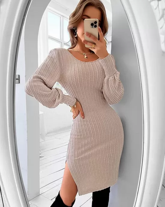 Vacation Wrap Backless U-Neck Dress