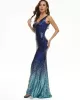 Evening Wrap Sleeveless Embroidered Gradient V-Neck Maxi Dress