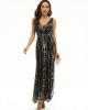 Evening Sleeveless Wrap Mesh Backless Embroidered V-Neck Maxi Dress