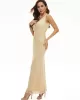 Evening Sleeveless Wrap Mesh Backless Embroidered V-Neck Maxi Dress