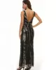 Evening Sleeveless Wrap Mesh Backless Embroidered V-Neck Maxi Dress