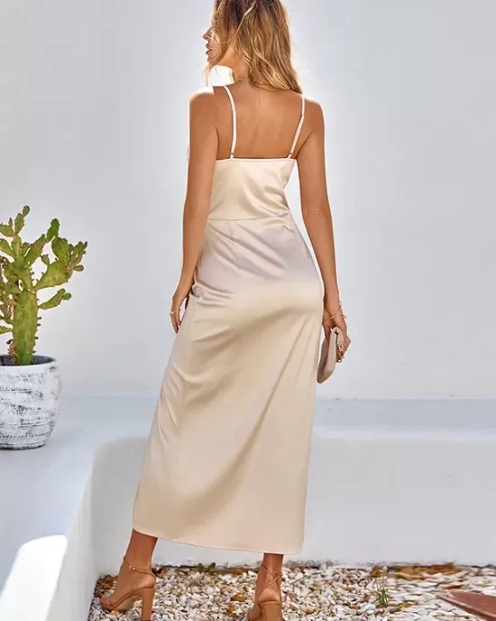 Vacation Sleeveless Wrap Solid Color U-Neck Maxi Dress Vacation Sleeveless Wrap Solid Color U-Neck Maxi Dress