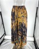 Contrast Color Flower Print Loose Wrap Skirts Bottoms