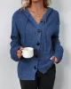 Buttoned Hooded Solid Color Wrap Cardigan