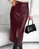 Pockets Solid Color Split-Front Zipper Skinny Wrap Skirts Bottoms Pockets Solid Color Split-Front Zipper Skinny Wrap Skirts Bottoms