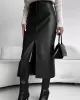 Pockets Solid Color Split-Front Zipper Skinny Wrap Skirts Bottoms Pockets Solid Color Split-Front Zipper Skinny Wrap Skirts Bottoms