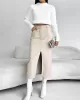 Pockets Solid Color Split-Front Zipper Skinny Wrap Skirts Bottoms Pockets Solid Color Split-Front Zipper Skinny Wrap Skirts Bottoms