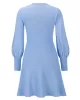 Solid Color Puff Sleeves Wrap Round-Neck Sweater Dress