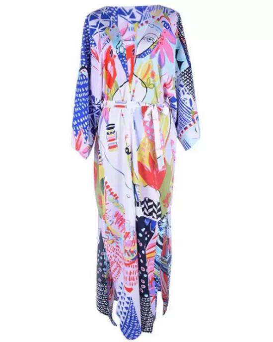 Half Sleeve Loose Floral Cardigan Vacation Beach Cover-Up Swimwear