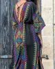 Ethnic Printed Flared Sleeves Cover-Ups Tops