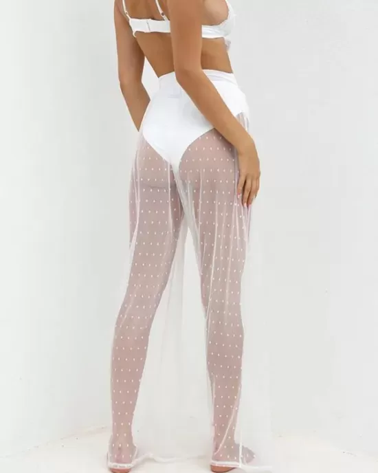 See-Through Gauze Split-Joint Beach Trousers