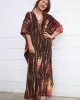 Bohemia Oversized Multicolor Printed Batwing Sleeves Cover-Up