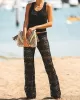 Knitted Hollow See-Through Split-Side Tasseled Cover-Up Swimwear