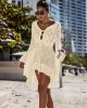 Flared Sleeves Crochet Swimwear Cover-Ups