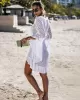 Flared Sleeves Crochet Swimwear Cover-Ups