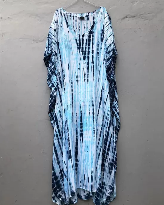 Bohemia Oversized Striped Printed Batwing Sleeves Cover-Up