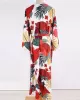 Floral-Print Belted Long Sleeve Tunicshang Cover-Ups