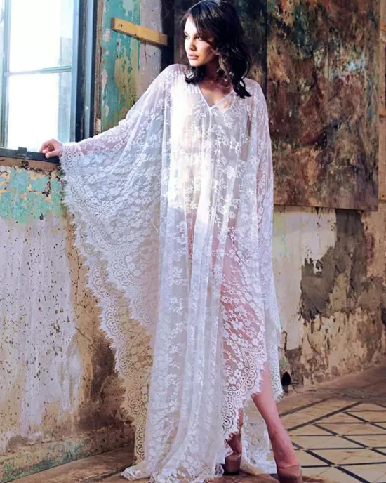 Deep V-neck Backless Lace-up See-through Cover-ups