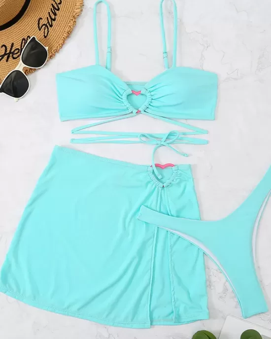 Spaghetti Neck Three Pieces Bikini Set