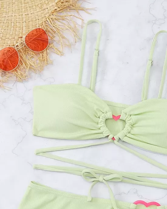 Spaghetti Neck Three Pieces Bikini Set