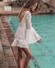 Lace Hollow Flared Sleeve Backless Mini Dress