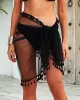 Chiffon Mesh Split-Joint Tasseled See-Through Cover-Up Swimwear