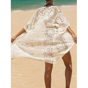 Ragged Embellished See-Through Vacation Cover-Ups