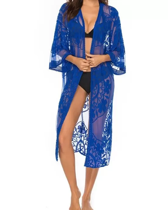 Ragged Embellished See-Through Vacation Cover-Ups