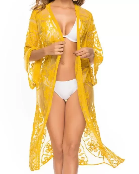 Ragged Embellished See-Through Vacation Cover-Ups