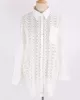 See-Through Lace Split-Joint Long Sleeved Shirt Cover-Ups Tops