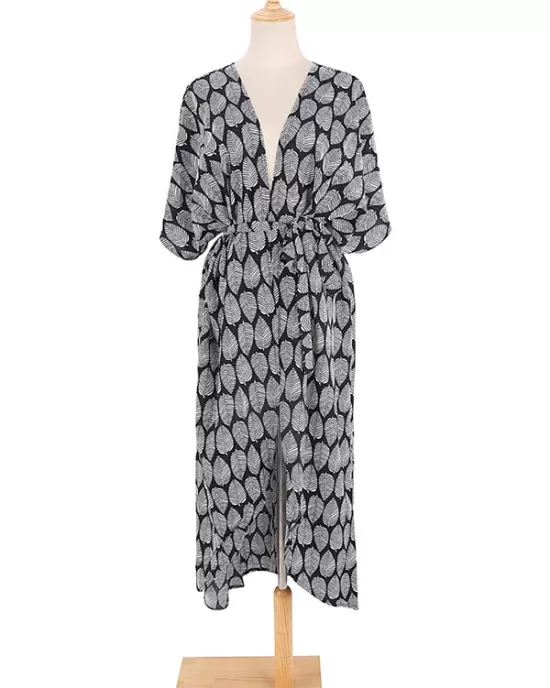 Bohemia Oversized Printed Batwing Sleeves Cover-Up