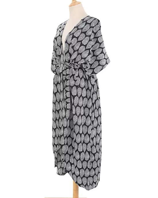 Bohemia Oversized Printed Batwing Sleeves Cover-Up