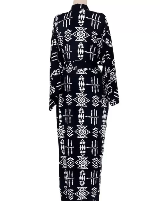 Bohemia Printed Belted Long Sleeves Cover-Up