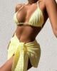 Simple Three Pieces Halterneck Triangle Bikini Set