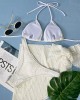 Simple Three Pieces Halterneck Triangle Bikini Set