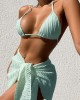 Simple Three Pieces Halterneck Triangle Bikini Set