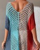 Colorful V-Neck Tassles Mini Cover-Ups Dress