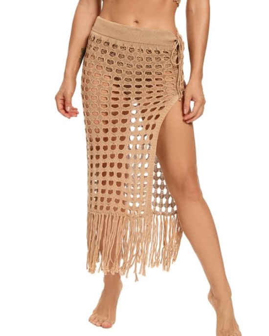 Hollow Split-Front Midi Skirt Cover-Ups