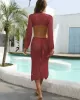 V-Neck Hollow Midi Length Cover-Ups Beach Dress