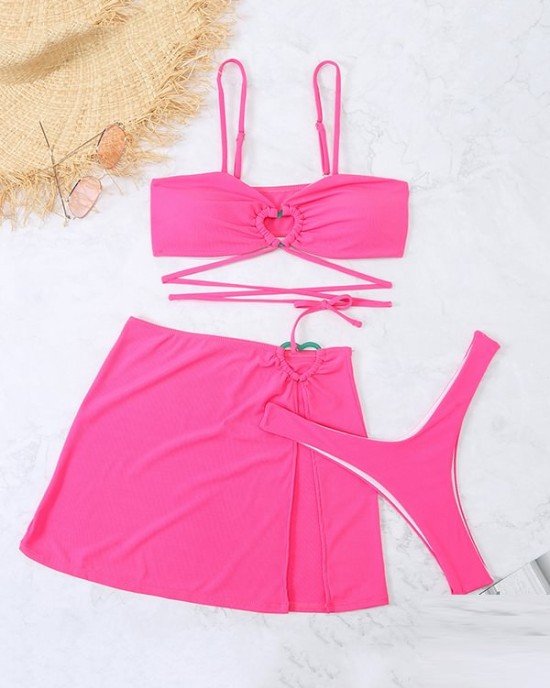 Spaghetti Neck Three Pieces Bikini Set