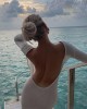 Backless Hollow Solid Color Long Sleeves Loose Cover-Ups Swimwear